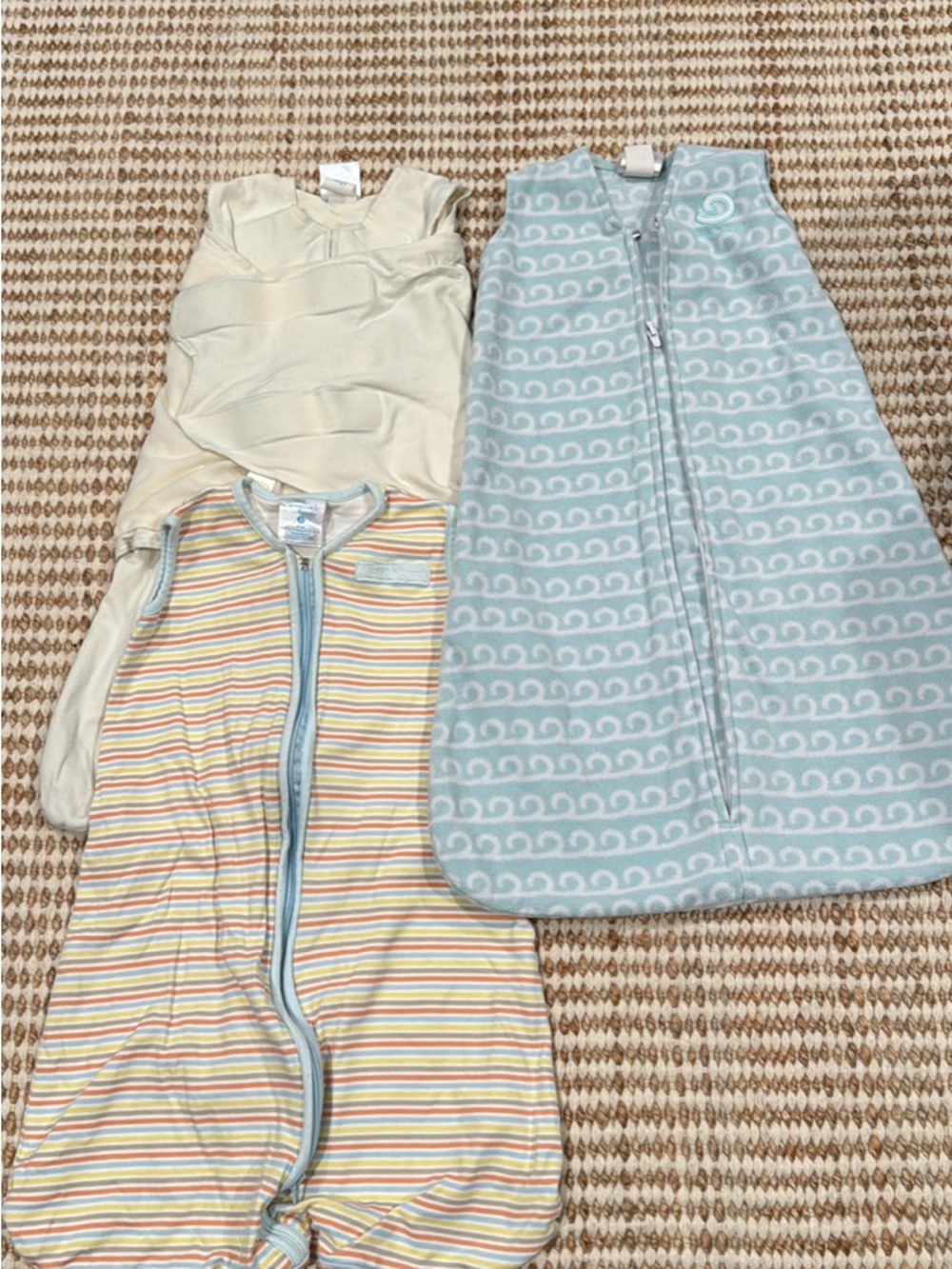 Halo Baby Sleep Sacks- Teal Blue, Cream, Multicolor Stripes